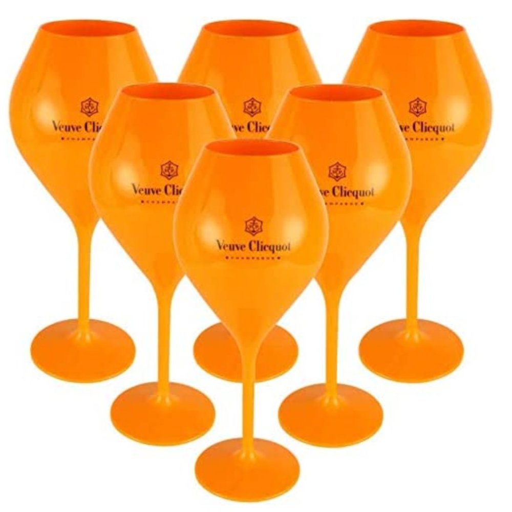 Veuve Clicquot Orange Champagne Goblets x 6
